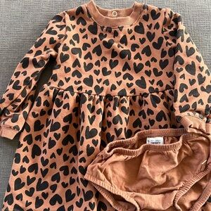 Carter's Black Heart Print Dress with Bloomers